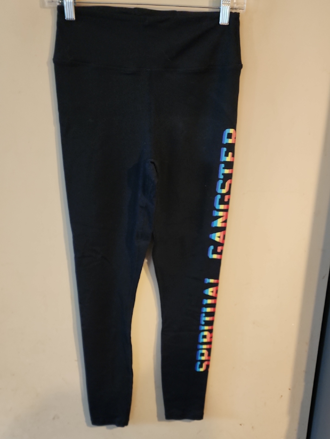 Spiritual Gangster Black Leggings With Rainbow Side Logo